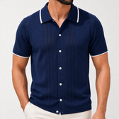 Norman Pointelle Cardigan - Navy Blue