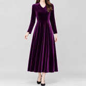 Johanne Velvet Midi Dress - Purple