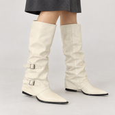 Carolina Buckle Boots - White