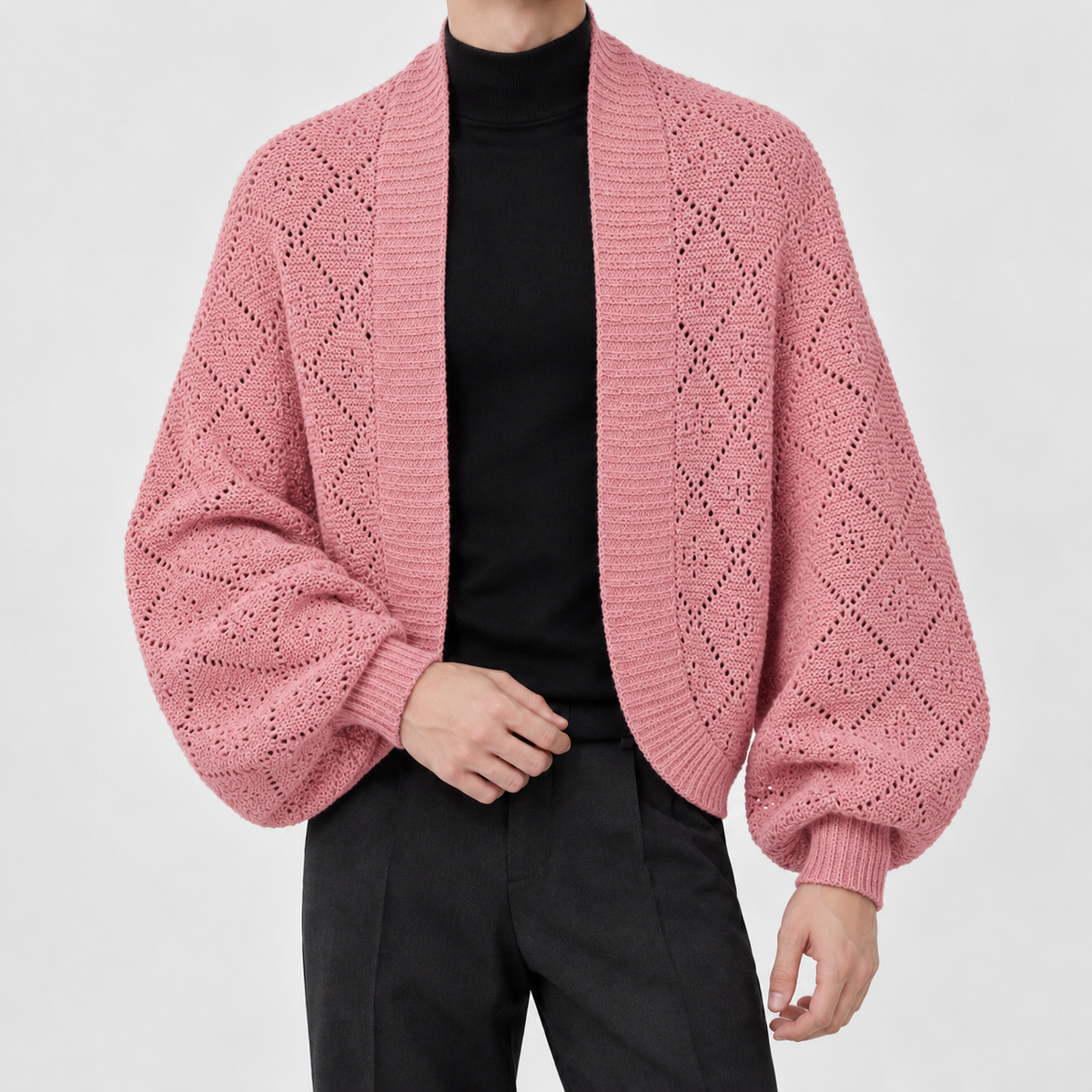 Jonas Pointelle Knit Cardigan - Diamond-shaped Jumpsuit