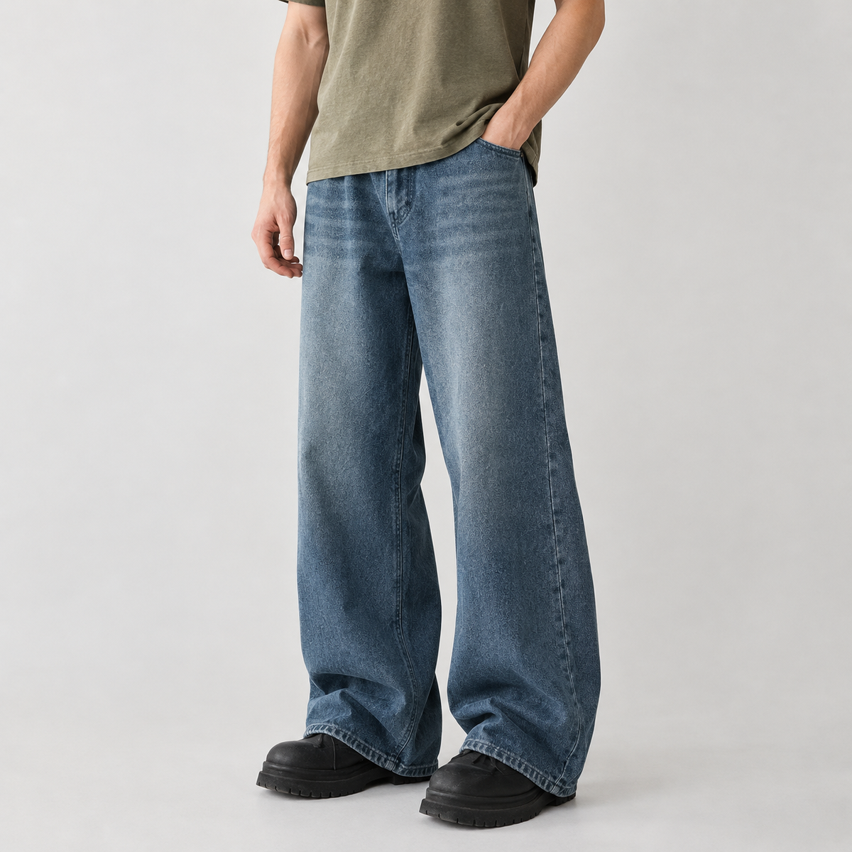 Hubertus Wide Leg Jeans - Vintage Blue