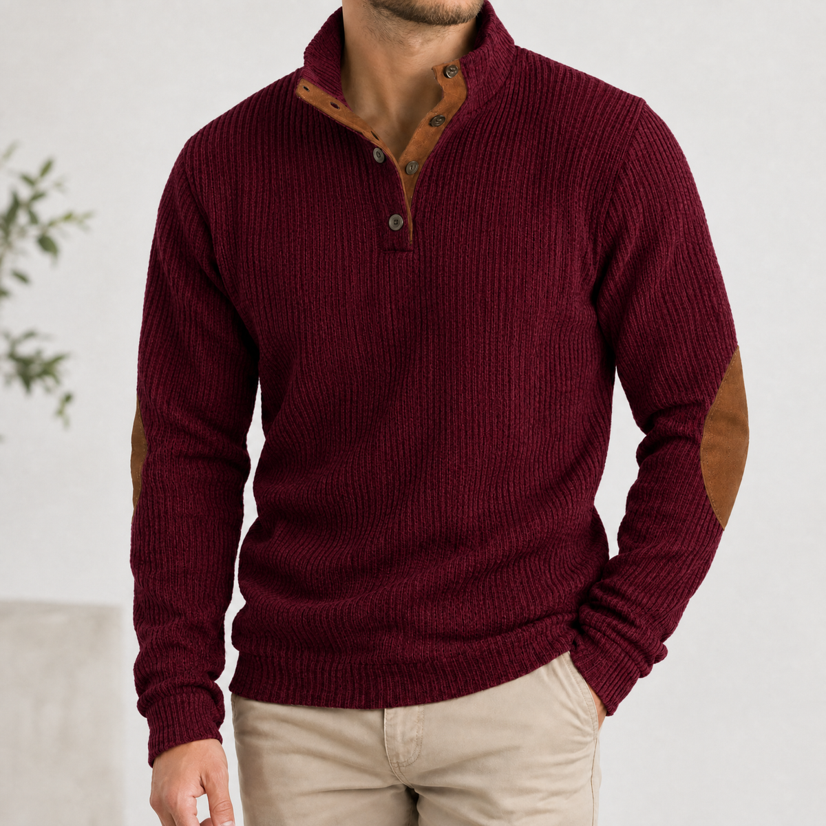 Carter Ribbed Sweater - Wine Red