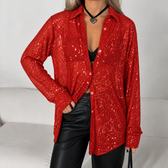 Bergljot Sequined Shirt - Red
