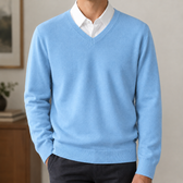 Nicanor V Neck Sweater - Light Blue