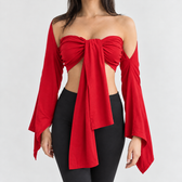 Allegretta Tie Front Top - Red Waist Blouse