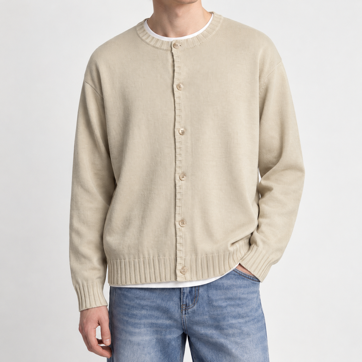 Arnfinn Ribbed Cardigan - Apricot