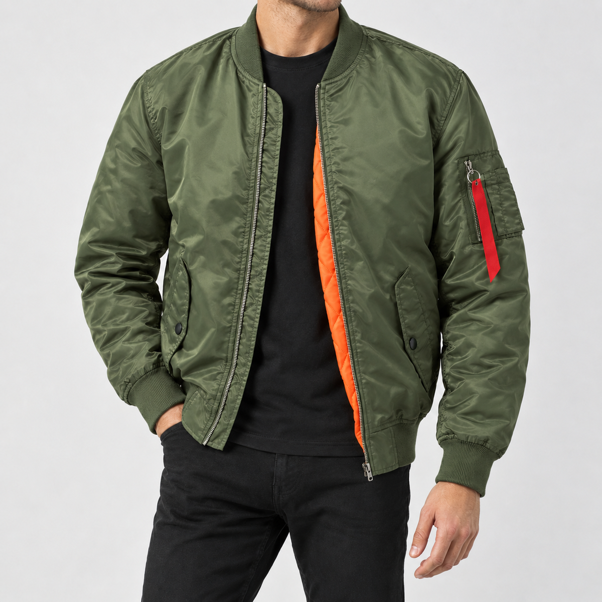 Zachary Bomber Jacket - Military Green