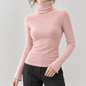 Aurora Lettuce Edge Turtleneck - Pink