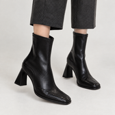Eulalie Square Toe Ankle Boots - Black