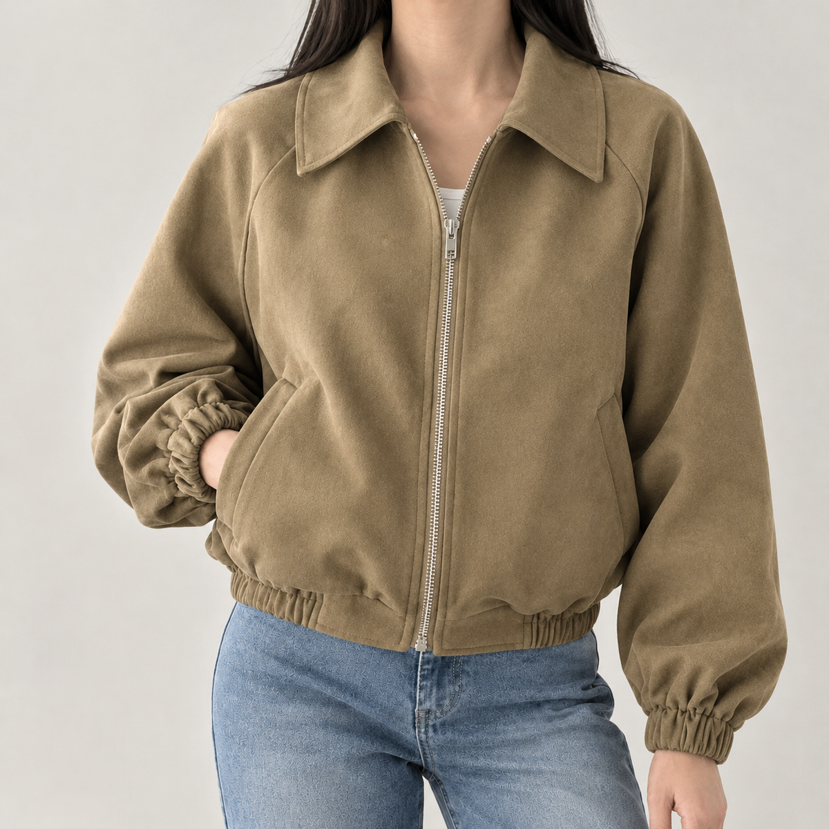 Hedvig Zip Front Jacket - Khaki