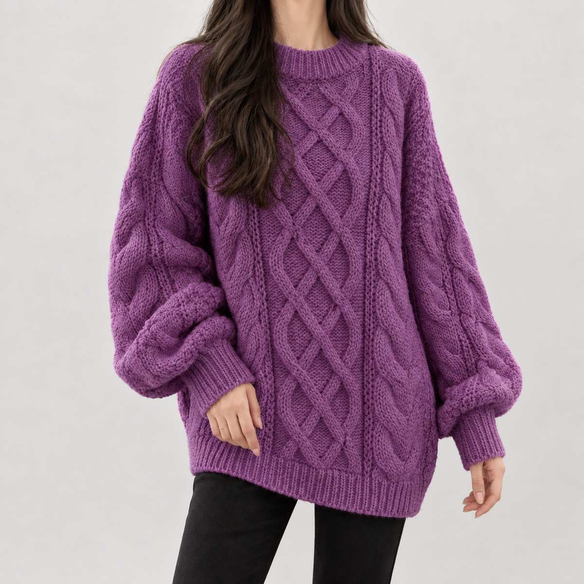 Ida Cable Knit Sweater - Purple