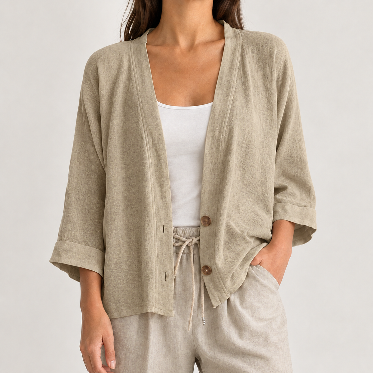 Calixte Relaxed Cardigan - Khaki