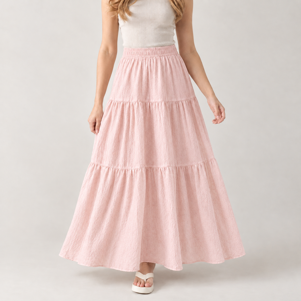Vreni Tiered Maxi Skirt - Pink