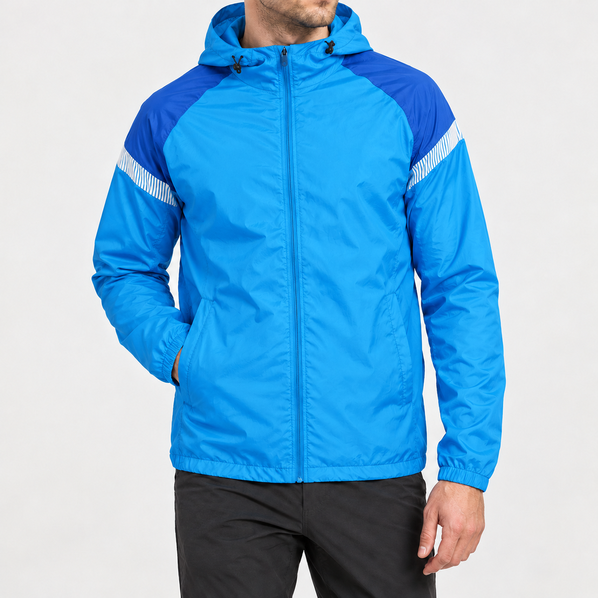 Rasmus Hooded Windbreaker Jacket - Fluorescent Blue