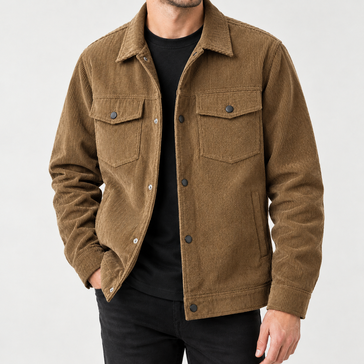 Yvan Corduroy Overshirt - Coffee