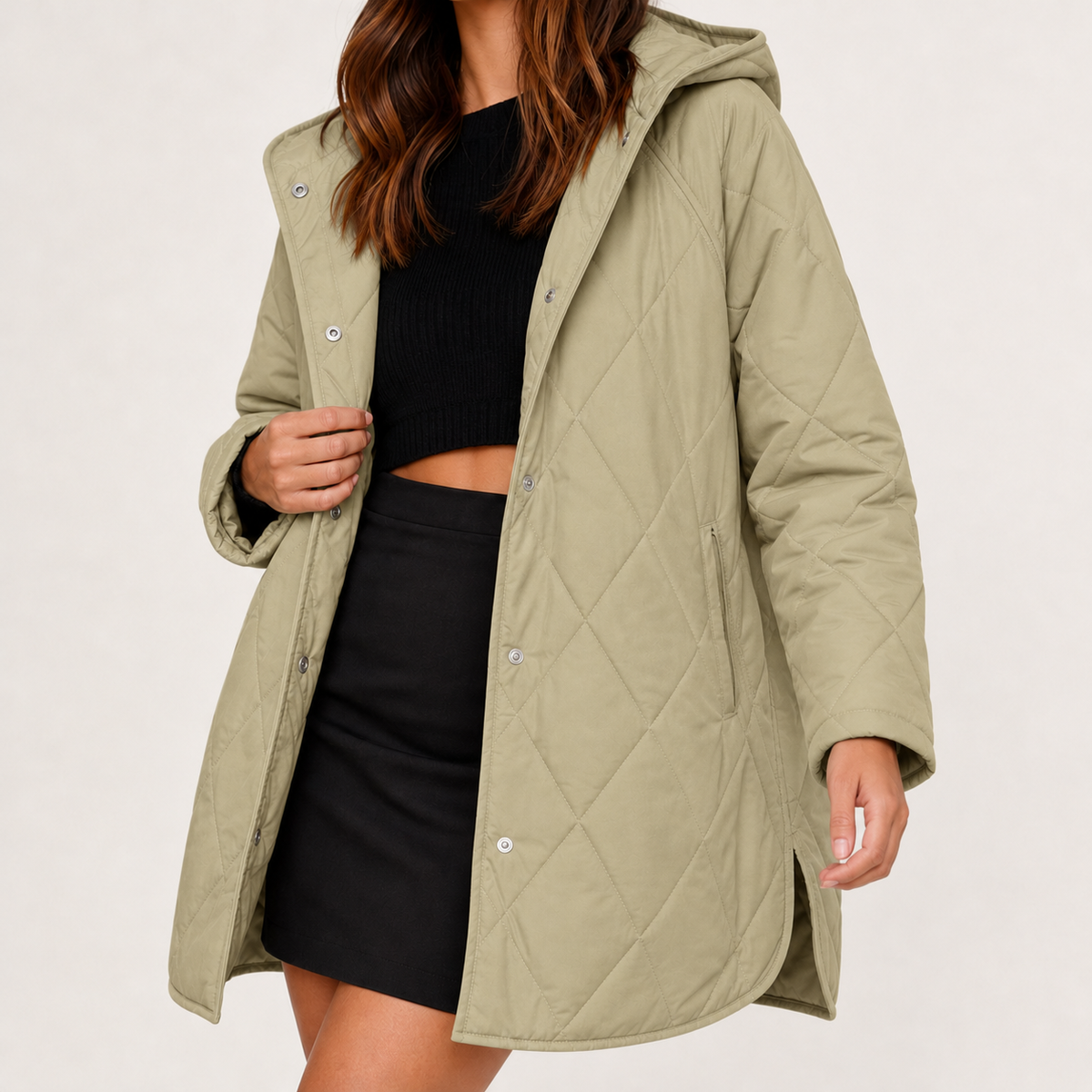 Corinne Diamond Quilted Jacket - Light Green