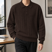 Eugenio Ribbed Polo Sweater - Coffee Brown