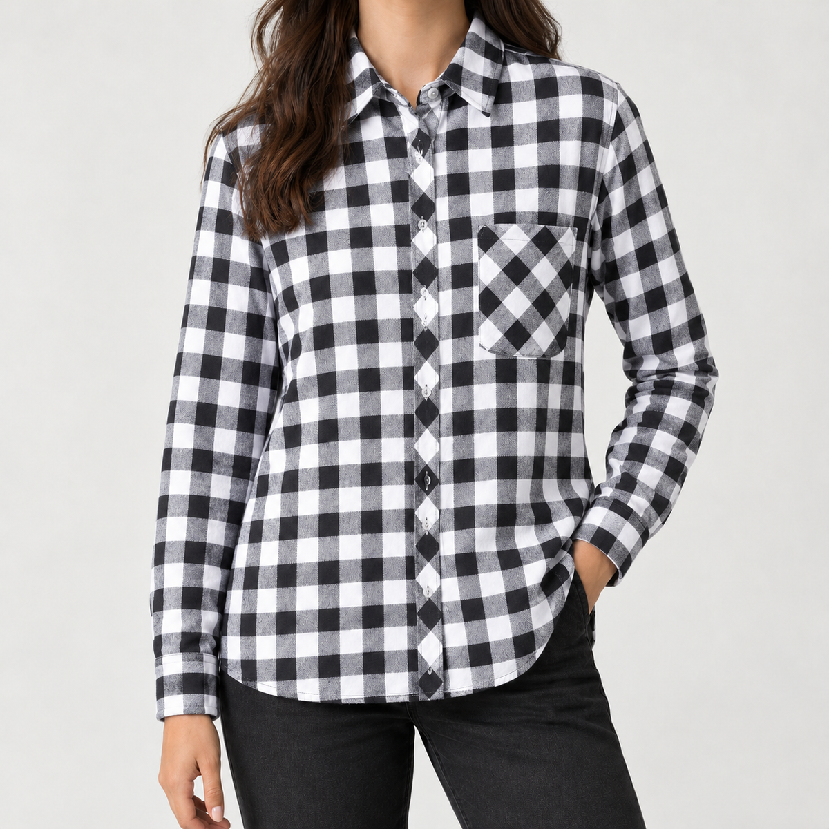 Azzurra Plaid Shirt - White Large Grid