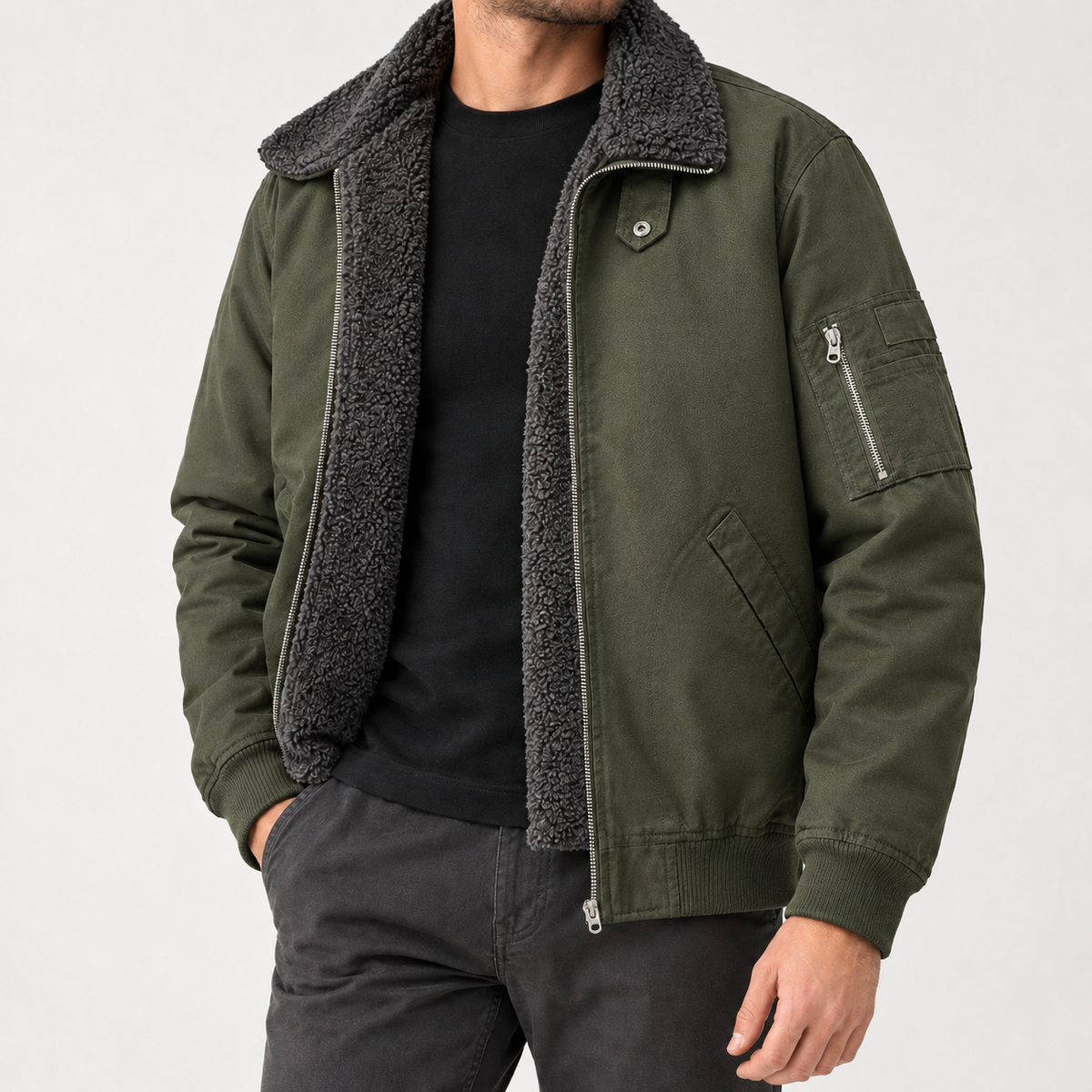 Torsten Fleece Lined Jacket - Military Green