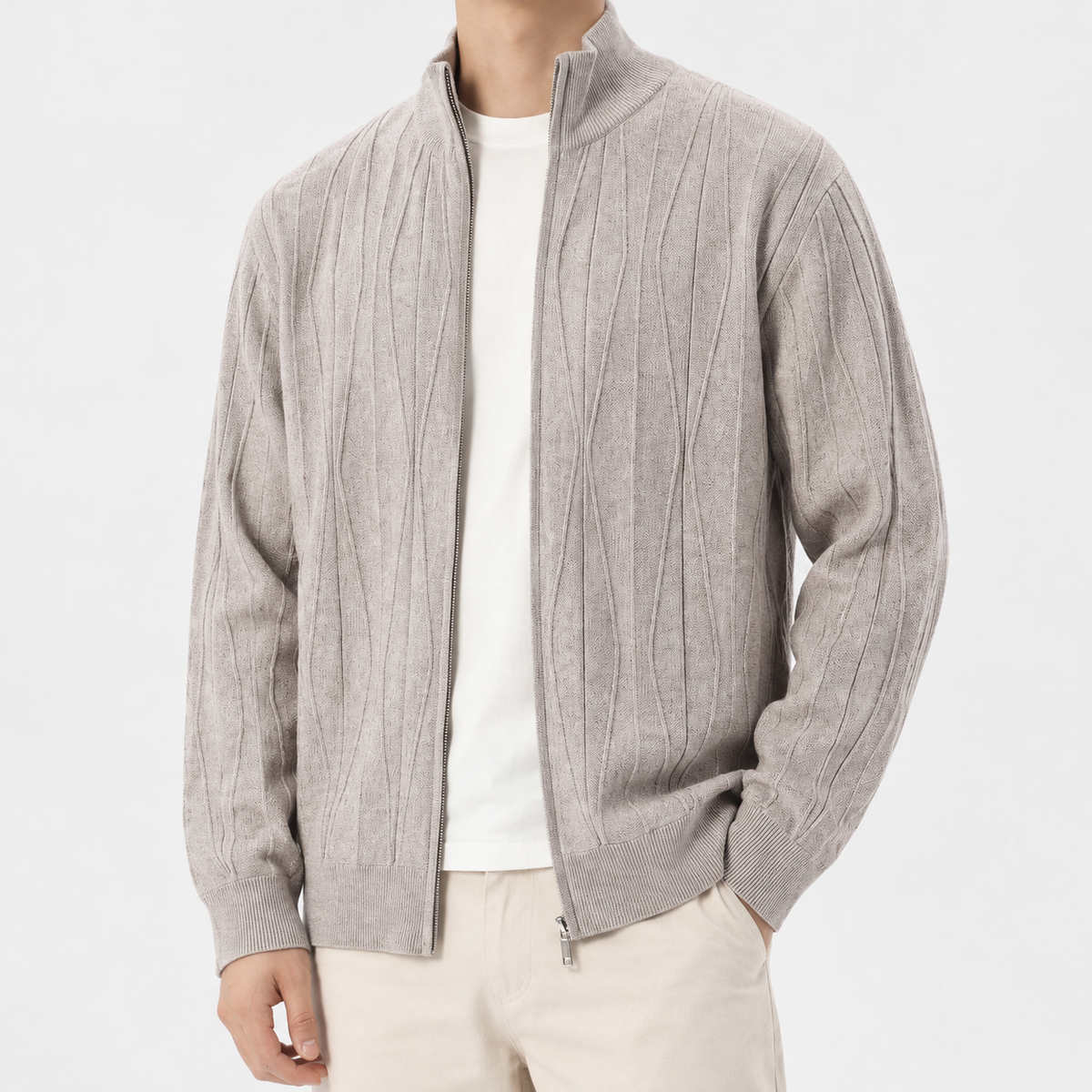 Danilo Ribbed Knit Jacket - Gray