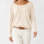 Federica Boat Neck Top - Apricot