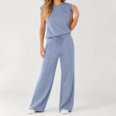 Lisa Wide Leg Set - Light Blue