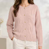 Frederikke Cable Knit Cardigan - Honey Pink