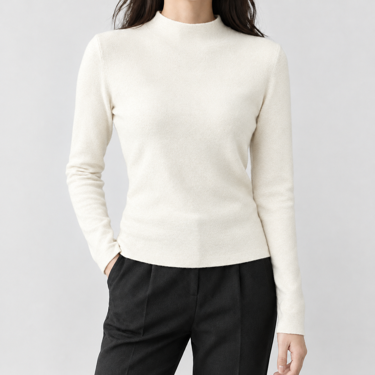 Merete Mock Neck Top - White