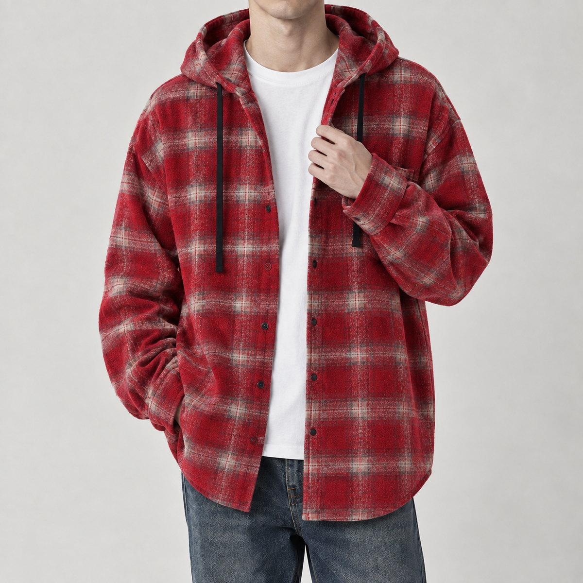 Caleb Hooded Overshirt - Red