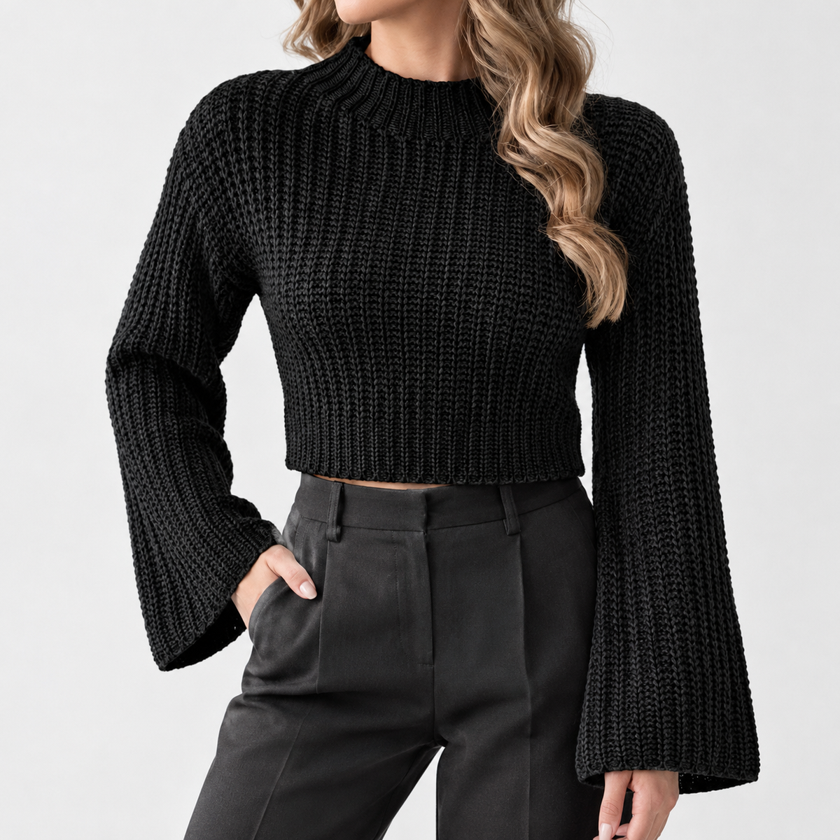 Donata Mock Neck Sweater - Khaki
