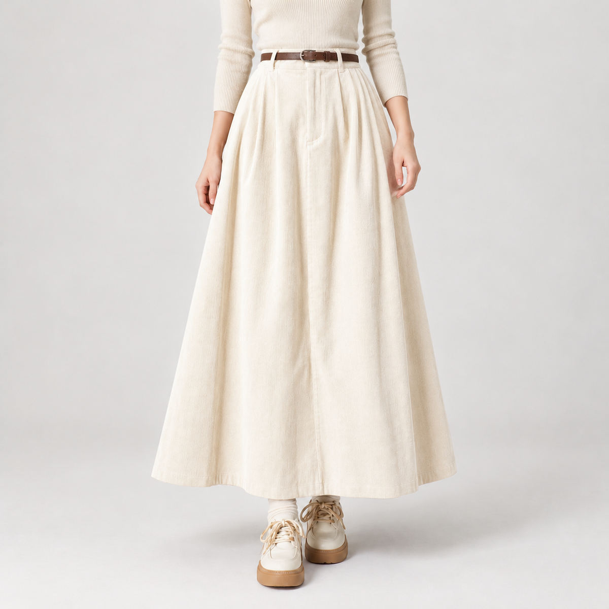 Valborg Corduroy Midi Skirt - Apricot