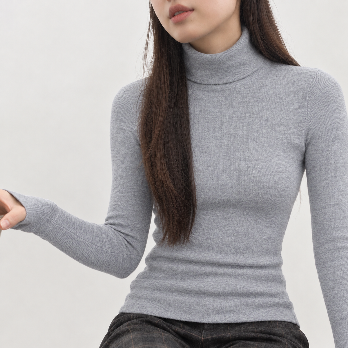 Annemette Turtleneck Sweater - Light Gray
