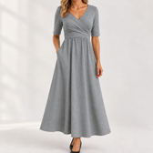Guinevere Wrap Maxi Dress - Gray