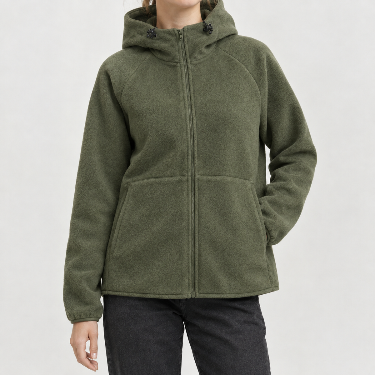 Rosanne Hooded Fleece Jacket - Army Green