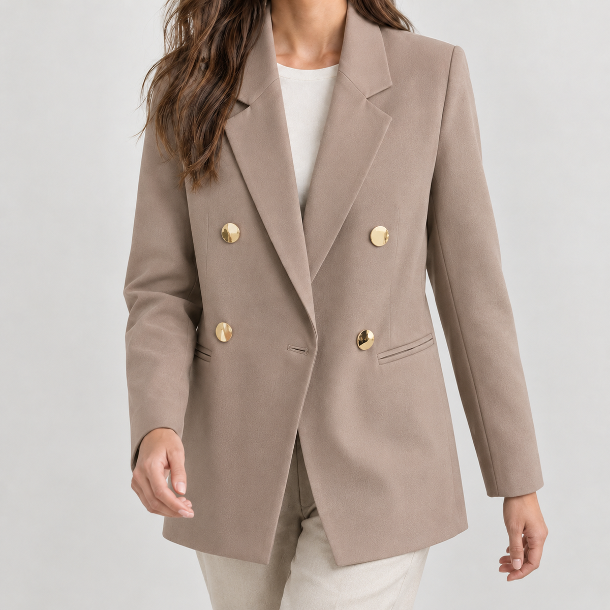Gwenllian Double Breasted Blazer - Khaki