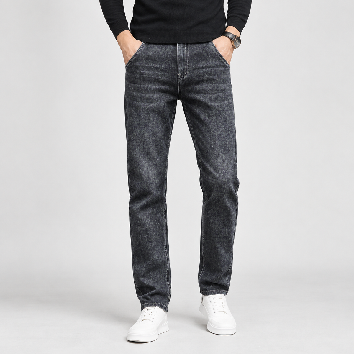 Berend Straight Leg Jeans - Black Gray Xk