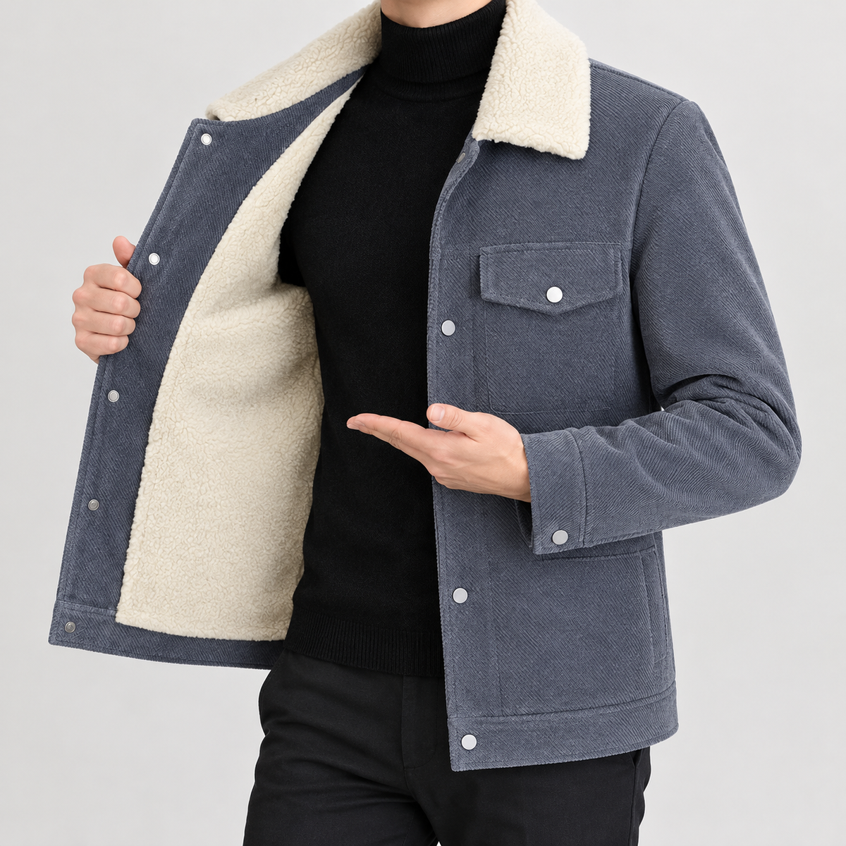 Nelson Sherpa Collar Jacket - Gray