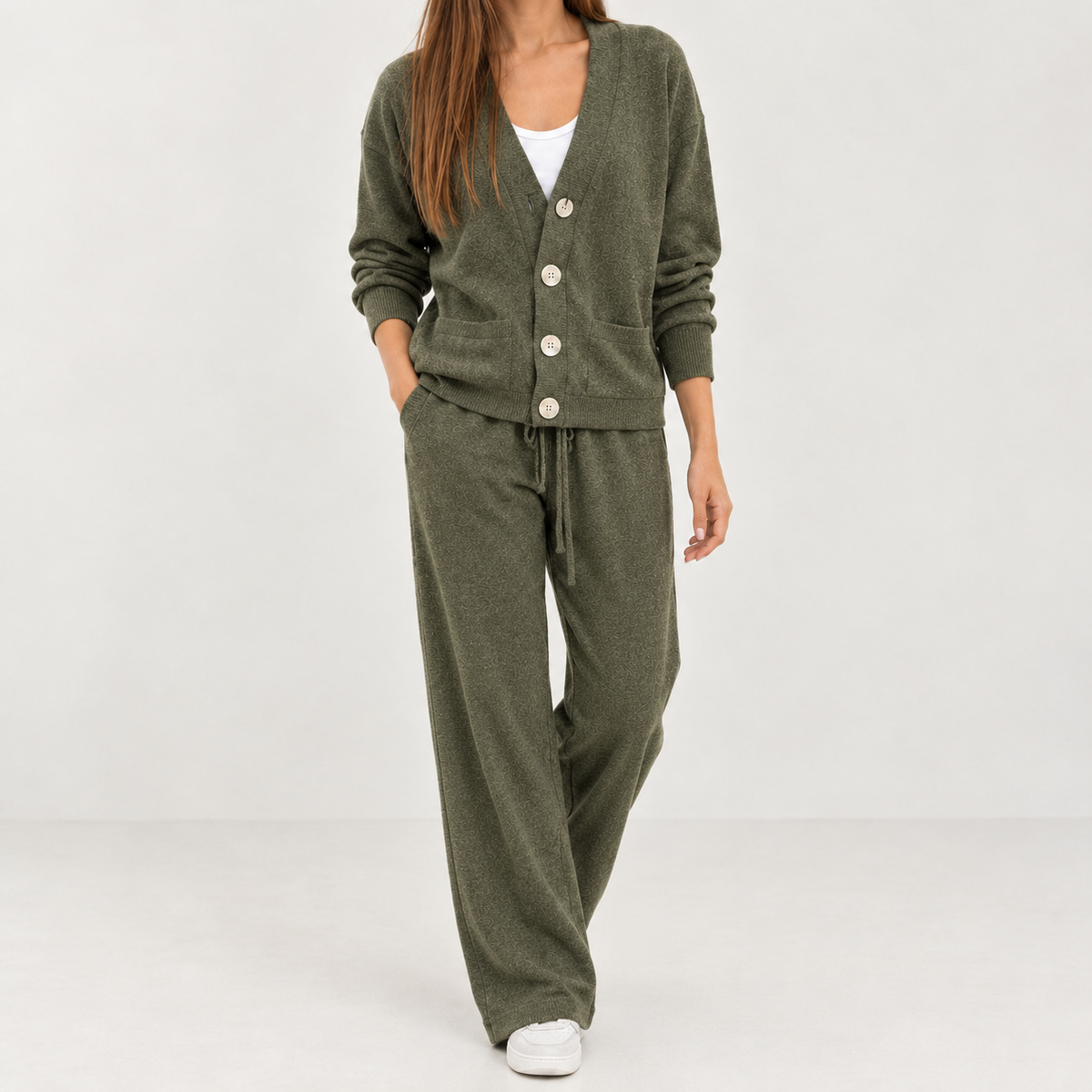 Aina Cashmere Lounge Set - Army Green