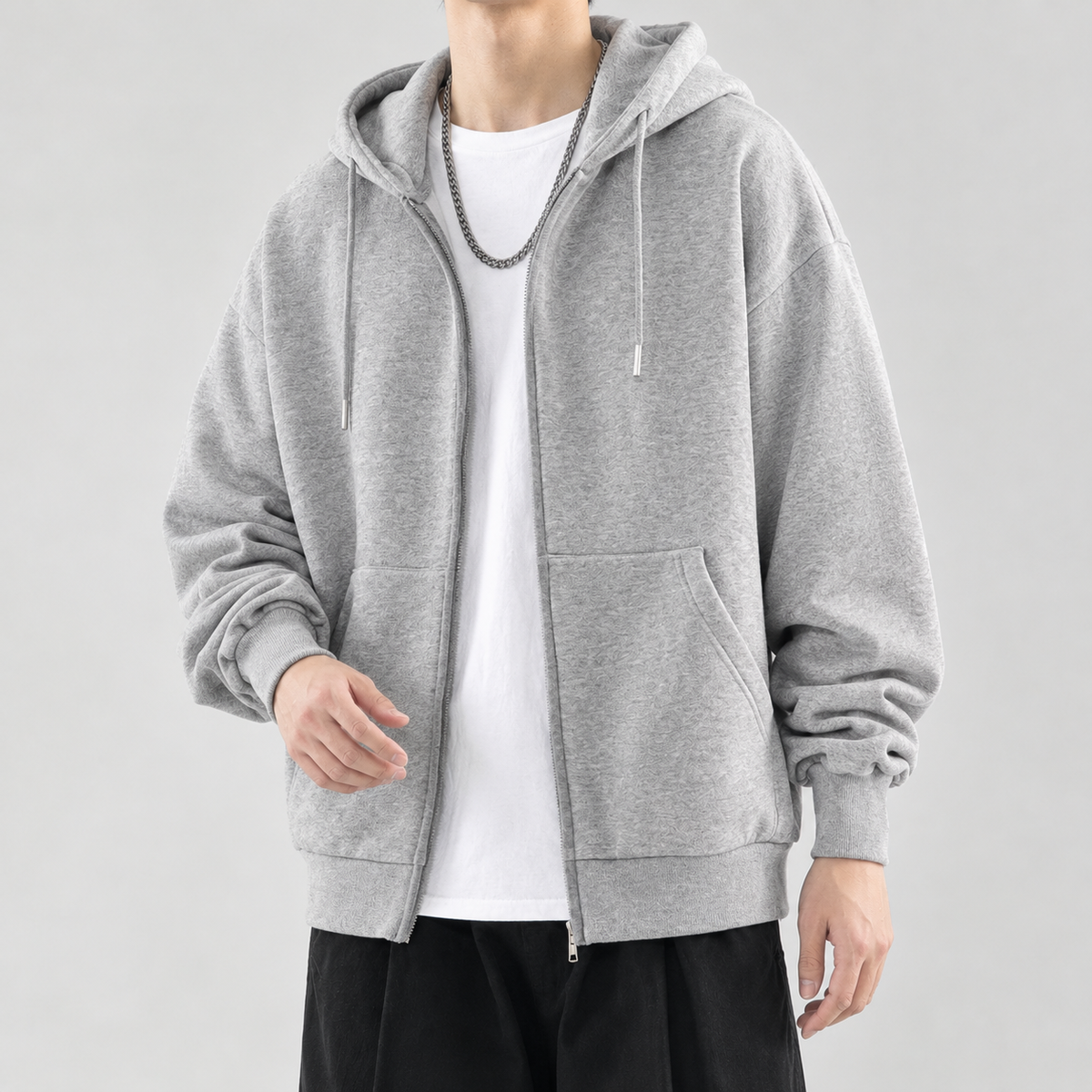Ardan Zip Hooded Jacket - Light Gray