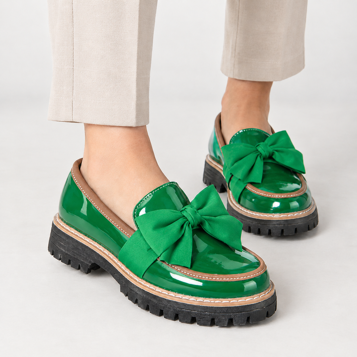 Cristina Bow Loafers - Fluorescent Green