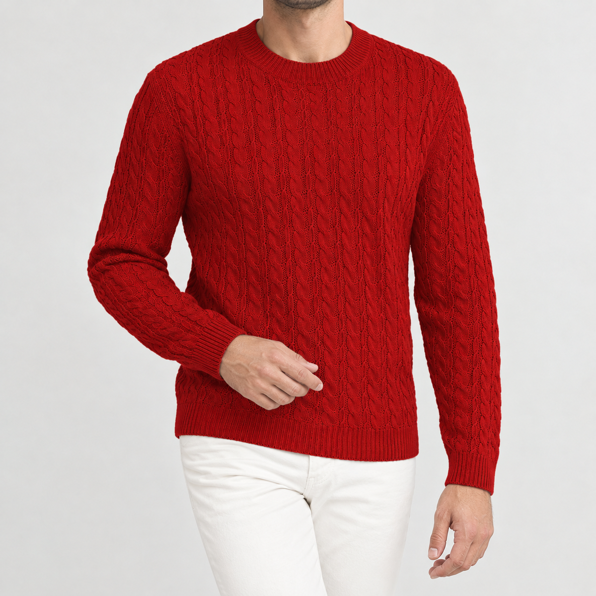 Salvador Cable Knit Sweater - Red
