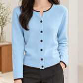 Albane Contrast Trim Cardigan - Blue