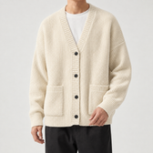 Kieran Ribbed Cardigan - Milky White