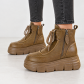 Ffion Platform Ankle Boots - Yellow Brown