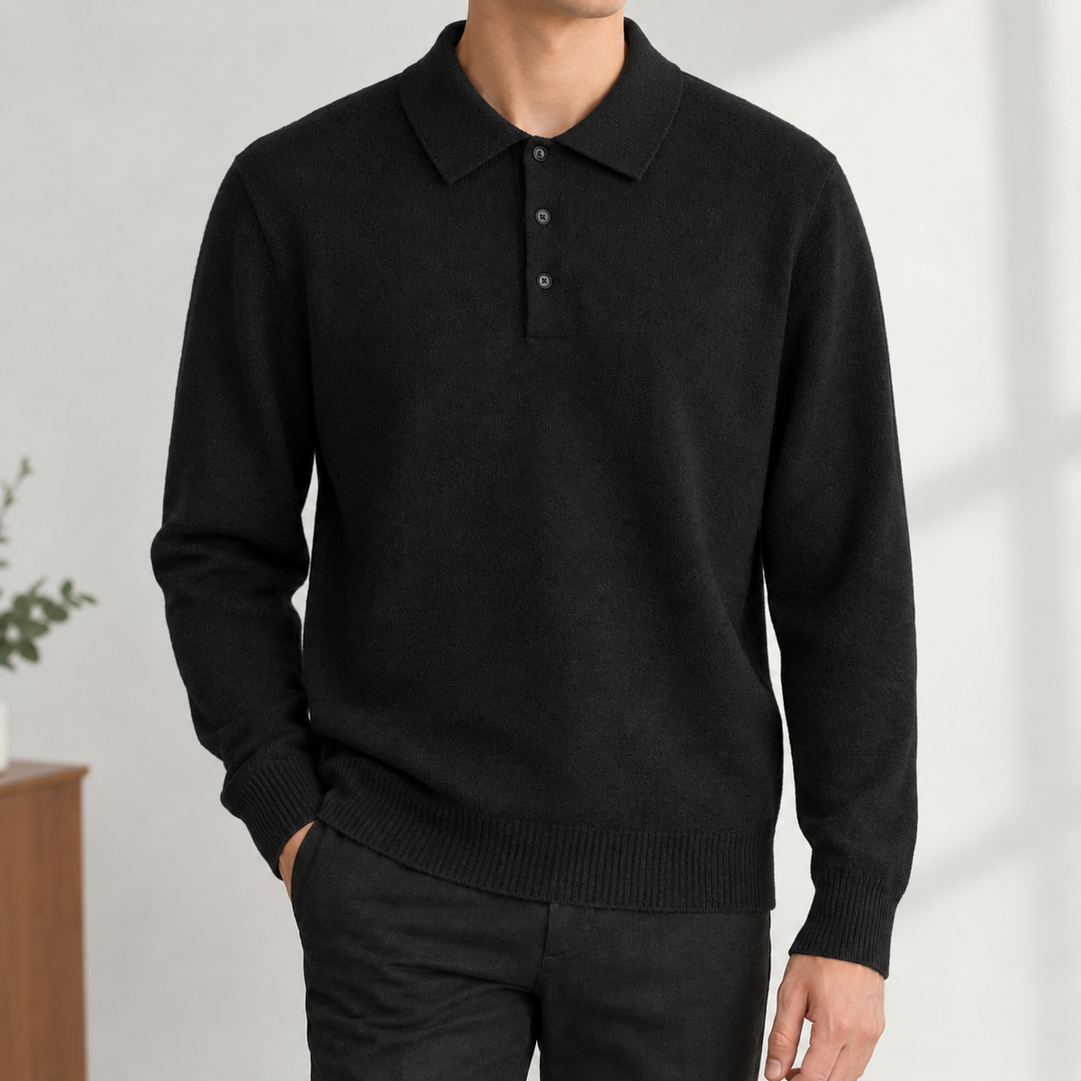 Lucian Polo Sweater - Piano Black