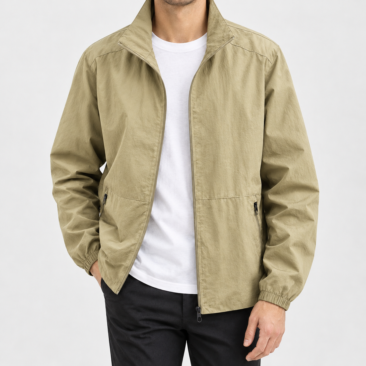 Brice Stand Collar Jacket - Khaki