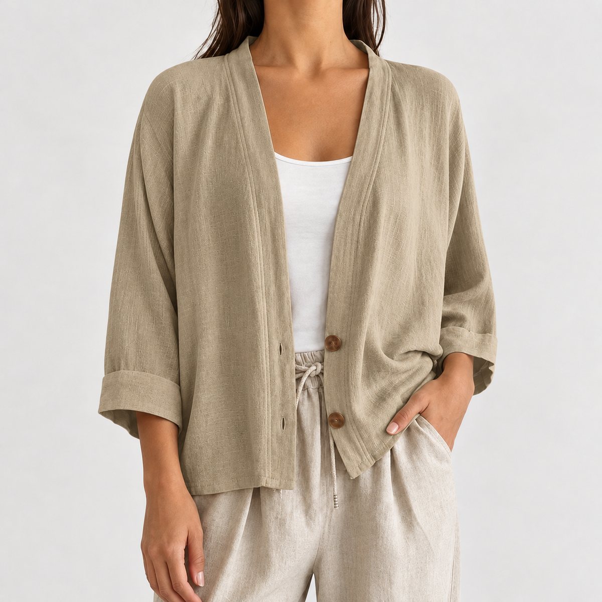 Calixte Relaxed Cardigan - Khaki