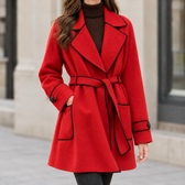 Geertje Contrast Piped Coat - Red