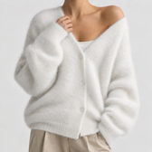 Bridget V-Neck Cardigan - White