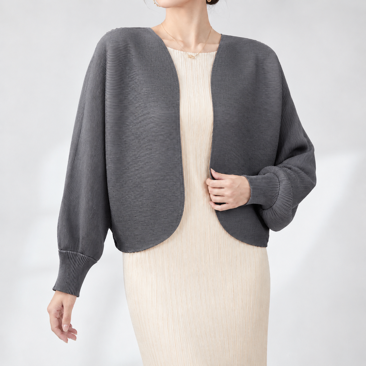 Romilda Pleated Jacket - Gray